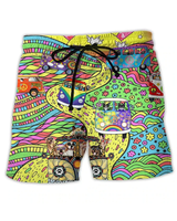 Herren Trendige Graffiti Badeshorts | Bequem und Schnell Trocknend – Gelb