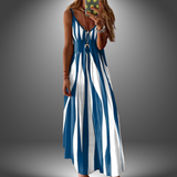 Angela | Langes, lässiges, handgefertigtes Kleid – Blau