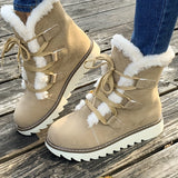 Winterschuhe Damen | Mit Schnürung Und Plateausohle Stiefel – Beige
