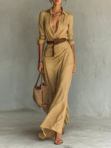 Amira™ - Elegante Wickelkleid – Khaki