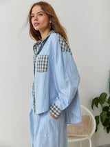 Damen Schlafset | Zweiteilige Ausführung mit ruhiger Schnittform – Blau