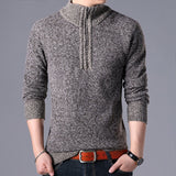 Herren Klassischer Pullover mit Reißverschluss – Hellbraun