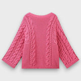 Knita – Grobstrickpullover mit Zopfmuster – Rosa