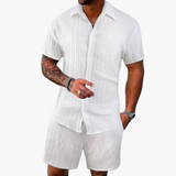 Herren Sommer Set mit Hemd & Shorts | Zweiteiler Leicht & Lässig – Weiß