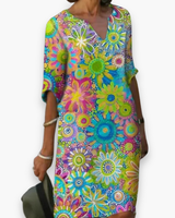 Damen Elegantes Floral Kleid | Midi – Grün