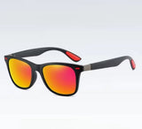 LuxFrame - Premium Sonnenbrille Mit Eckigem Rahmen – Schwarz-Rot