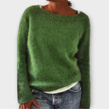 Lara | Einfarbiger Oversized-Strickpullover – Grün