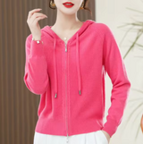 Kiana – Gestrickter Kaschmir-Hoodie – Rosa