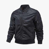 Herren Bomberjacke mit Reißverschluss und Ärmeltasche – Schwarz