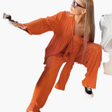 Eleganter Zweiteiler mit Plissee – Damen Sommer Outfit – Orange