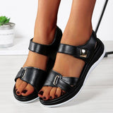 Dominika - Stilvolle flache Orthopädie-Sandalen – Schwarz