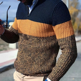 Herren Dicker Strickpullover Half-Zip – Gelb