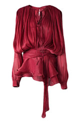 Rosella - Plissiertes Minikleid mit Rüschen – Bordeauxrot