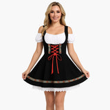 Dirndl kleid mit Spitzendetails für Damen - Oktoberfest 2025 – Schwarz