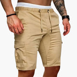 Herren Cargo Shorts mit Taschen und elastischem Bund für Sommer – Khaki