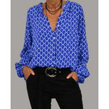Leyla - Lässige Damenbluse mit V-Ausschnitt – Blau