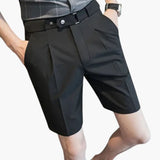 Herren Sommer Shorts mit Bundfalten und Gürtelschlaufen – Schwarz