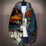 Kapuzen-Strickjacke Mit Print Für Damen | Lockere Passform – Mehrfarbig