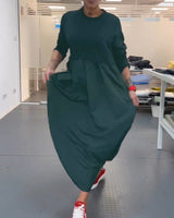 Daciana - Lässiges Langes Sommerkleid – Grün