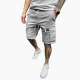 Herren Cargoshorts mit Kordelzug und Klappentaschen – Grau