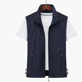 Männer Outdoor-Weste mit Reißverschluss und verstellbarem Saum – Blau