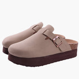 Geschlossene Clogs - Damen Komfort mit Riemen und Fußbett – Aprikose
