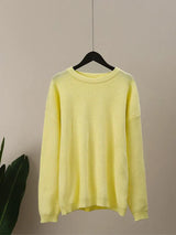 Warmer winterpullover: modischer rundhalsausschnitt im minimalistischen design – Gelb