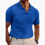 Stylisches Waffelpolo-Shirt für Männer - bequeme Passform – Blau
