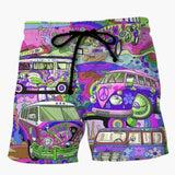 Bunte bedruckte Boardshorts für Männer - Sommerliche Strandmode – Lila
