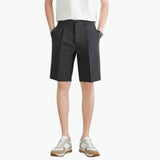 Herren Sommer Shorts mit Bundfalten Reißverschluss und Slim Fit – Dunkelgrau