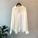 Melissa - lässige Satinbluse für Damen – Weiß