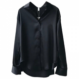 Shae - lockere und weite Satinbluse für Damen – Schwarz