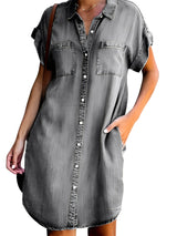 Anise- Jeans-Midikleid mit kurzen Ärmeln – Grau