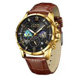 Stilvolle Mondphasen-Armbanduhr – Gold Schwarz