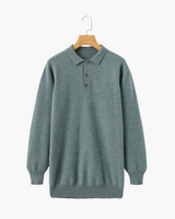 Bennett | Luxuriöser Herren Kaschmirpullover mit Polokragen & Knopfleiste – Grün