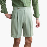 Herren Slim Fit Shorts aus leichter Sommerstoff mit Bundverschluss – Graugrün
