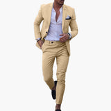 Herren Anzug Zweiteiler aus Wollmischung mit Slim Fit Schnitt – Gelb
