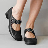 Fiona - Orthopädische Vintage-Schuhe mit runder Spitze – Schwarz