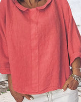 Aletheia – Elegante Bluse aus Baumwollleine – Rosa