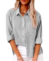 Zuki – Bluse aus Baumwolle und Leinen – Grau