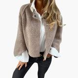 Damenjacke mit Rundhalsausschnitt und langen Ärmeln – Beige