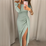 Cristy - Schickes schulterfreies Damenkleid – Grün