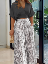 Hennie - Lässiges, locker sitzendes Set mit Print für Damen – Schwarz