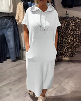 Bridget - Lässiges Hoodie-Kleid – Weiß