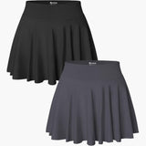 Damen Minirock 2er-Pack mit hoher Taille und Stretchbund – Schwarz Dunkelgrau