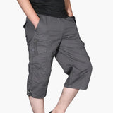 Herren 3/4 Cargohose mit Taschen für Frühling und Sommer – Grau