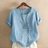Noelle - Elegante, weit geschnittene Bluse mit Knöpfen – Blau