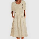 Jarna | Gestreiftes Midi-Kleid – Beige