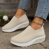 Hermina - Damen Slip-On Sneaker mit Strickstruktur – Beige