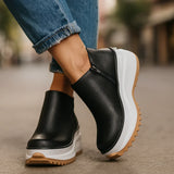 Alora™ - Damen Trendige Sneakers | Bequeme hohe Sohle – Schwarz
